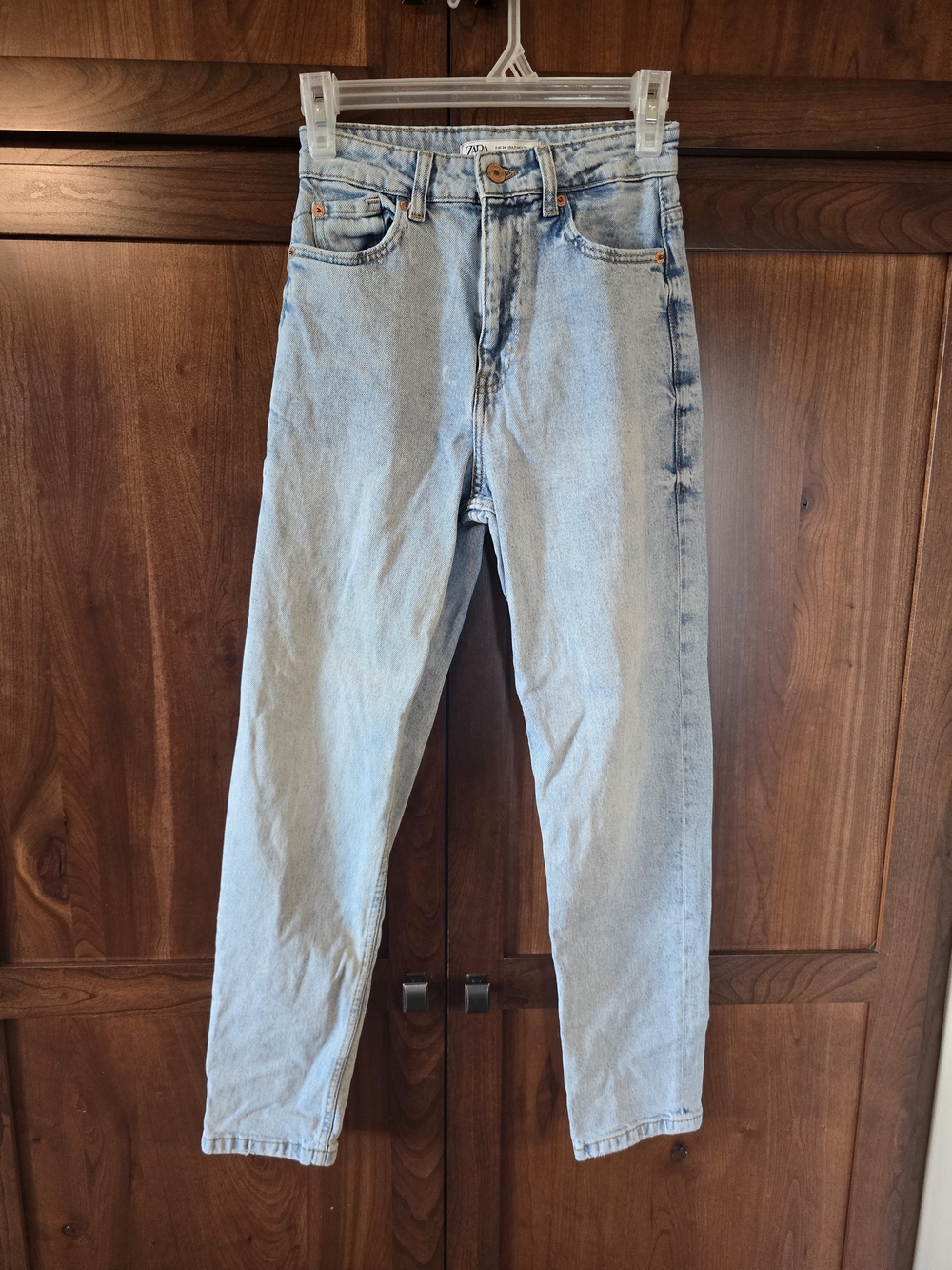 Zara light wash high-waisted straight-leg jeans